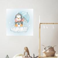 Manyetix Şemsiyeli Penguen Tasarımlı Çocuk Odası Posteri