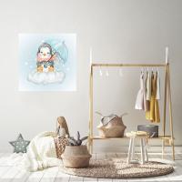 Manyetix Şemsiyeli Penguen Tasarımlı Çocuk Odası Posteri