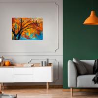 Manyetix Sonbahar Temalı Kırmızı Yapraklı Ağaç Posteri